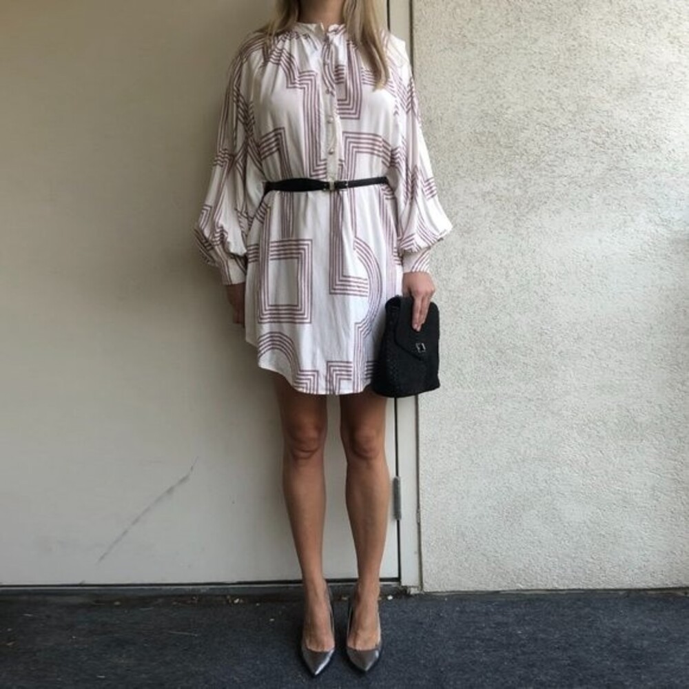 H&M Dress - Cream with Print - Size 4